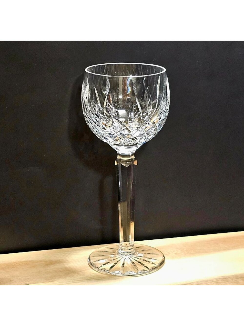 Waterford Lismore Hock Wine Glass 7.2" handcut Irish Crystal vintage 1980s